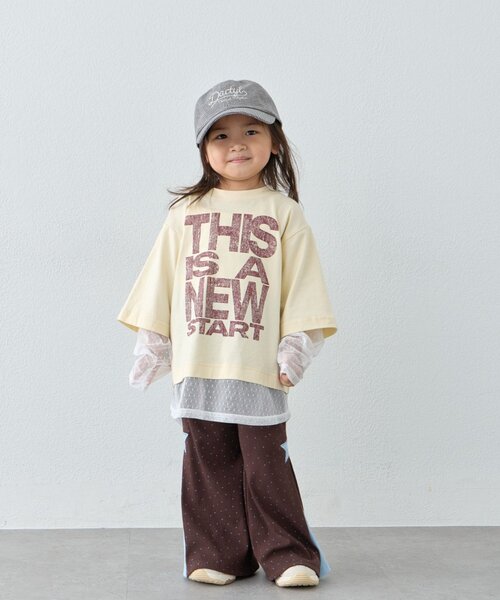 CIAOPANIC TYPY(チャオパニックティピー)の「【KIDS】ZO限ドットチュールレイヤードかすれロゴトップス(Tシャツ/カットソー・キッズ・アイボリー/グレー/チャコールグレー・130/150/110)」の17枚目の写真