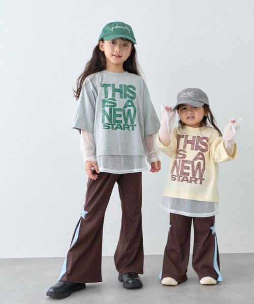CIAOPANIC TYPY(チャオパニックティピー)の「【KIDS】ZO限ドットチュールレイヤードかすれロゴトップス(Tシャツ/カットソー・キッズ・アイボリー/グレー/チャコールグレー・130/150/110)」の11枚目の写真