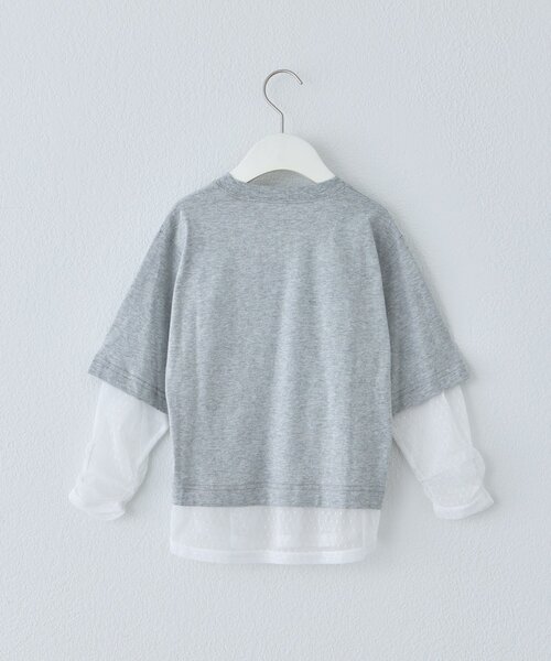 CIAOPANIC TYPY(チャオパニックティピー)の「【KIDS】ZO限ドットチュールレイヤードかすれロゴトップス(Tシャツ/カットソー・キッズ・アイボリー/グレー/チャコールグレー・130/150/110)」の9枚目の写真
