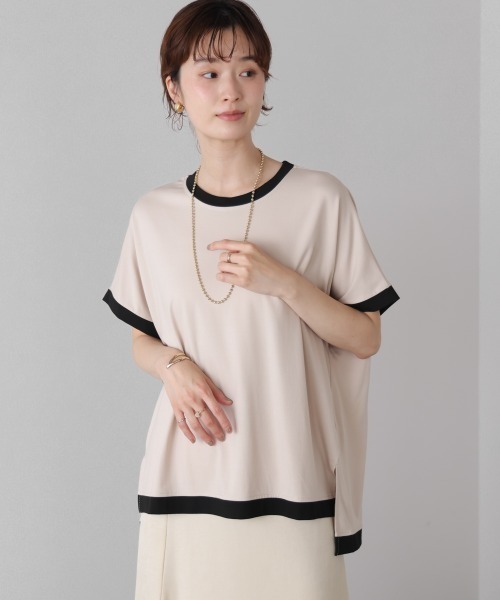 Bou Jeloud(ブージュルード)の「バイカラーTシャツ(Tシャツ/カットソー・レディース・ブラウン/ブラック/ライトブルー/アイボリー・FREE)」の5枚目の写真
