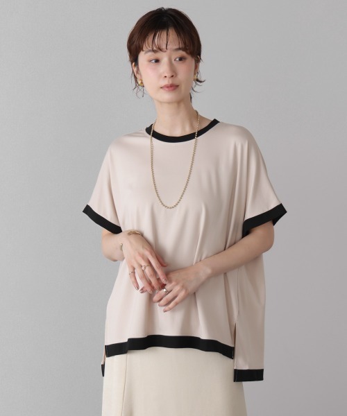 Bou Jeloud(ブージュルード)の「バイカラーTシャツ(Tシャツ/カットソー・レディース・ブラウン/ブラック/ライトブルー/アイボリー・FREE)」の7枚目の写真