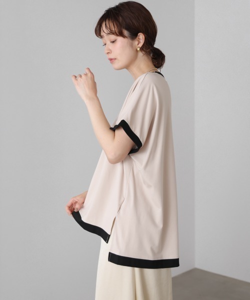 Bou Jeloud(ブージュルード)の「バイカラーTシャツ(Tシャツ/カットソー・レディース・ブラウン/ブラック/ライトブルー/アイボリー・FREE)」の8枚目の写真