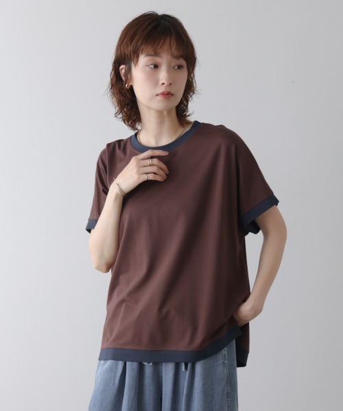 Bou Jeloud(ブージュルード)の「バイカラーTシャツ(Tシャツ/カットソー・レディース・ブラウン/ブラック/ライトブルー/アイボリー・FREE)」の14枚目の写真