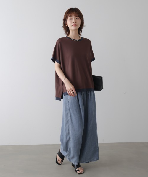 Bou Jeloud(ブージュルード)の「バイカラーTシャツ(Tシャツ/カットソー・レディース・ブラウン/ブラック/ライトブルー/アイボリー・FREE)」の15枚目の写真