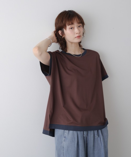 Bou Jeloud(ブージュルード)の「バイカラーTシャツ(Tシャツ/カットソー・レディース・ブラウン/ブラック/ライトブルー/アイボリー・FREE)」の16枚目の写真