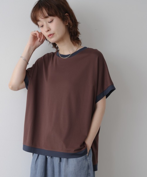 Bou Jeloud(ブージュルード)の「バイカラーTシャツ(Tシャツ/カットソー・レディース・ブラウン/ブラック/ライトブルー/アイボリー・FREE)」の17枚目の写真