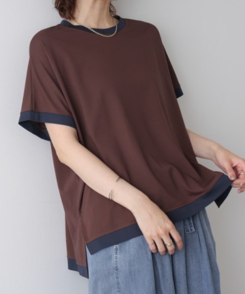 Bou Jeloud(ブージュルード)の「バイカラーTシャツ(Tシャツ/カットソー・レディース・ブラウン/ブラック/ライトブルー/アイボリー・FREE)」の18枚目の写真