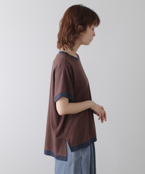 Bou Jeloud(ブージュルード)の「バイカラーTシャツ(Tシャツ/カットソー・レディース・ブラウン/ブラック/ライトブルー/アイボリー・FREE)」の20枚目の写真