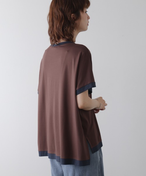 Bou Jeloud(ブージュルード)の「バイカラーTシャツ(Tシャツ/カットソー・レディース・ブラウン/ブラック/ライトブルー/アイボリー・FREE)」の21枚目の写真