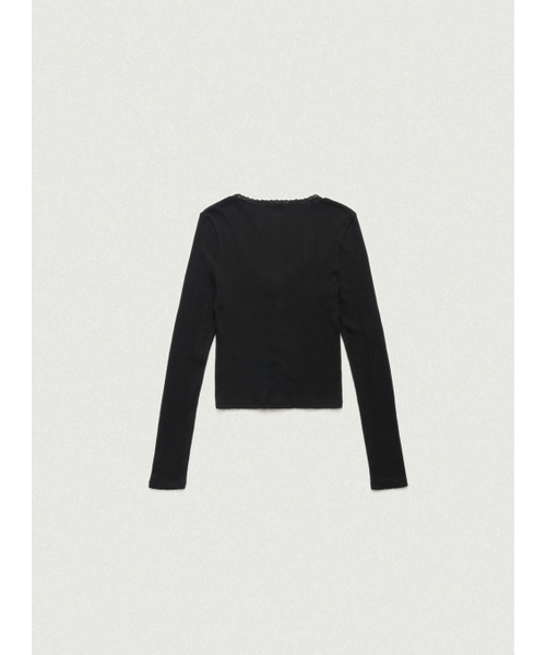 The Barnnet(ザバーネット)の「Ravioli Lace-Trim Button-Up Top_Black(カーディガン/ボレロ・レディース・ブラック・MEDIUM/SMALL)」の2枚目の写真