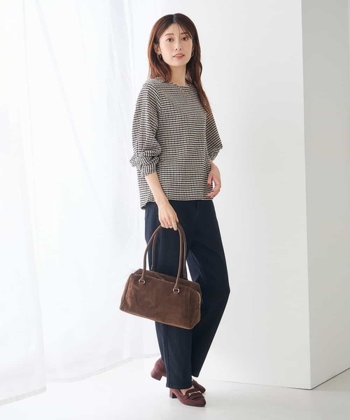 a.v.v(アーヴェヴェ)の「ツイストスリーブギンガムチェックカットソー(Tシャツ/カットソー・レディース・グリーン/アイボリー/ブラウン・38/40)」の22枚目の写真