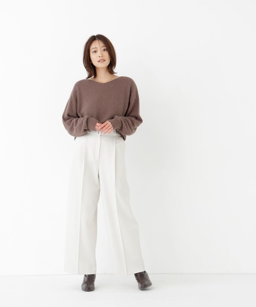 NATURAL BEAUTY BASIC(ナチュラルビューティーベーシック)の「<ちょうど、いい服>いつでもどこでも。ロングシーズンワイドパンツ(その他パンツ・レディース・ブラック/チャコールグレー/ブラウン/オフホワイト・X-SMALL/SMALL/MEDIUM/LARGE)」の7枚目の写真