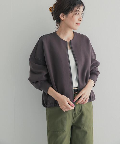 URBAN RESEARCH DOORS（アーバンリサーチドアーズ）の「ダンボールZIPカーディガン 26AW（カーディガン/ボレロ・レディース・チャコールグレー/ベージュ系その他/ブラック・FREE）」の14枚目の写真