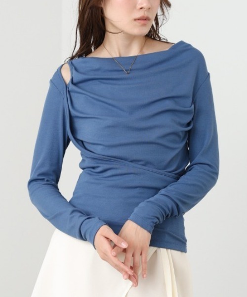 Bab(バブ)の「カシュクールレイヤードトップス(Tシャツ/カットソー・レディース・ホワイト/イエロー/ブルー/ブラック・FREE)」の4枚目の写真