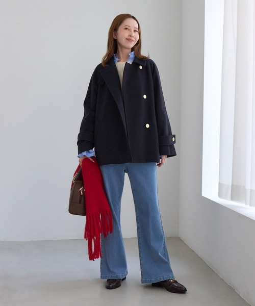 ROPE' PICNIC(ロペピクニック)の「【WEB限定カラー】ジャージメルトン 金ボタン ミドル丈 コート 低身長 小柄さんサイズ有り(その他アウター・レディース・ネイビー/ブラウン/キナリ/グレー/ダークブラウン・SP/M)」の7枚目の写真