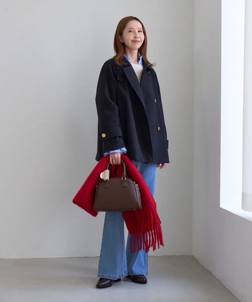 ROPE' PICNIC(ロペピクニック)の「【WEB限定カラー】ジャージメルトン 金ボタン ミドル丈 コート 低身長 小柄さんサイズ有り(その他アウター・レディース・ネイビー/ブラウン/キナリ/グレー/ダークブラウン・SP/M)」の8枚目の写真