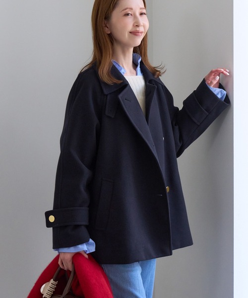 ROPE' PICNIC(ロペピクニック)の「【WEB限定カラー】ジャージメルトン 金ボタン ミドル丈 コート 低身長 小柄さんサイズ有り(その他アウター・レディース・ネイビー/ブラウン/キナリ/グレー/ダークブラウン・SP/M)」の10枚目の写真