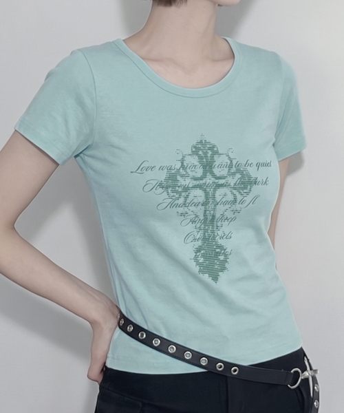 IZROOM（イズルーム）の「ソマ クロス スリムフィット 半袖Tシャツ (ミント)（Tシャツ/カットソー・レディース・その他・FREE）」の2枚目の写真
