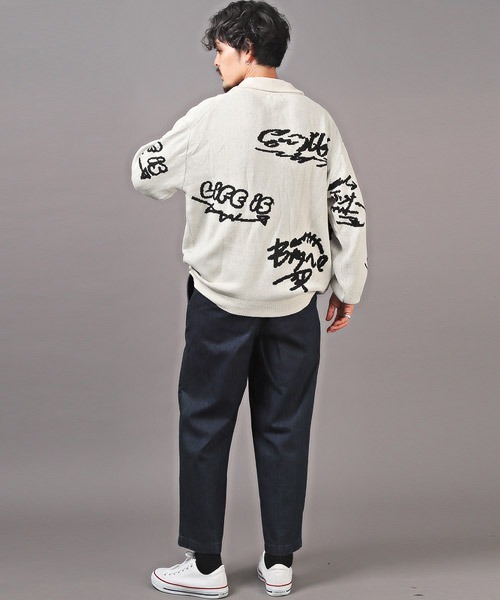 LUXSTYLE（ラグスタイル）の「綿タッチジャガードタギングハーフZIPニット（ニット/セーター・メンズ・ホワイト・M）」の10枚目の写真