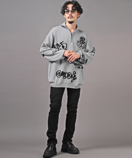 LUXSTYLE（ラグスタイル）の「綿タッチジャガードタギングハーフZIPニット（ニット/セーター・メンズ・ホワイト・M）」の11枚目の写真