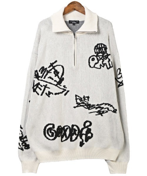 LUXSTYLE（ラグスタイル）の「綿タッチジャガードタギングハーフZIPニット（ニット/セーター・メンズ・ホワイト・M）」の15枚目の写真