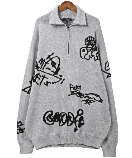 LUXSTYLE（ラグスタイル）の「綿タッチジャガードタギングハーフZIPニット（ニット/セーター・メンズ・ホワイト・M）」の17枚目の写真