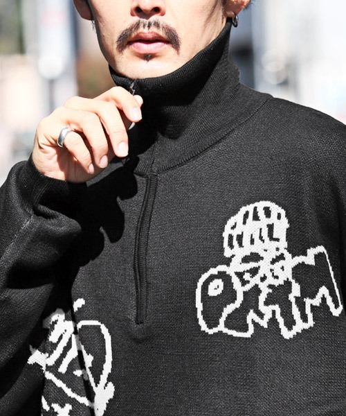 LUXSTYLE（ラグスタイル）の「綿タッチジャガードタギングハーフZIPニット（ニット/セーター・メンズ・ホワイト・M）」の19枚目の写真