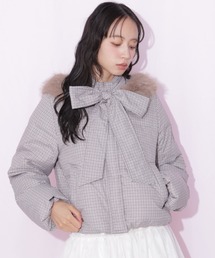 【WEB限定カラーあり】フェイクファー付きリボンショートダウン