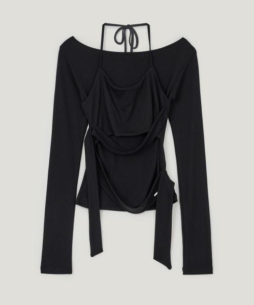 GROWHIDE(グロウハイド)の「ウィズアシンメトリーレイヤードボート長袖Tシャツ_ブラック(Tシャツ/カットソー・レディース・ブラック・FREE)」の4枚目の写真