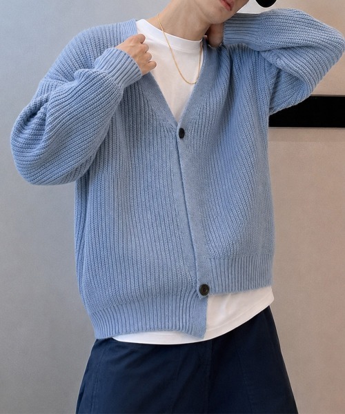 AsaAura（アサオーラ）の「畦編みニットメンズ韓国風カーディガン秋冬（カーディガン/ボレロ・メンズ・ブルーグレー/ブラウン・FREE）」の10枚目の写真