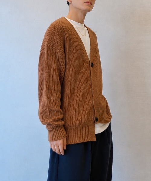 AsaAura（アサオーラ）の「畦編みニットメンズ韓国風カーディガン秋冬（カーディガン/ボレロ・メンズ・ブルーグレー/ブラウン・FREE）」の14枚目の写真