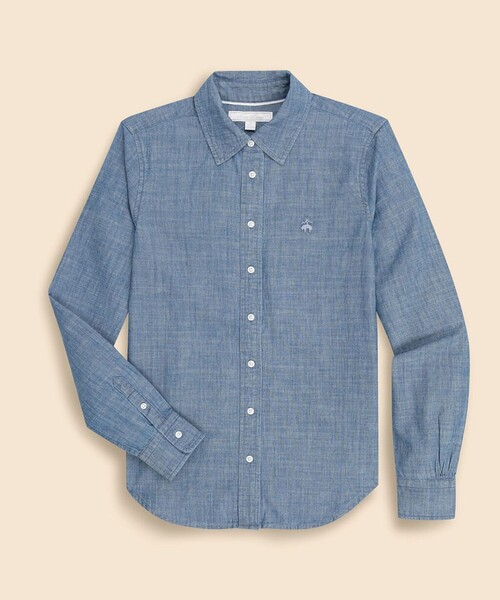 BROOKS BROTHERS(ブルックスブラザーズ)の「コットン GFロゴ シャンブレーシャツ Classic Fit(シャツ/ブラウス・レディース・ブルー・X-SMALL/SMALL/MEDIUM/LARGE)」の1枚目の写真