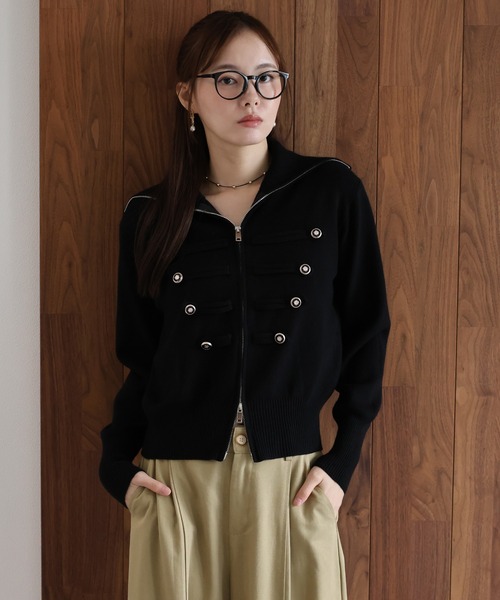 J by blue(ジェイバイブルー)の「ナポレオンダブルジップニットカーディガン(カーディガン/ボレロ・レディース・ベージュ/グレー/ブラック・MEDIUM)」の8枚目の写真