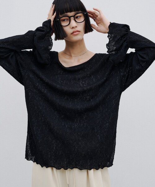 CIAOPANIC TYPY(チャオパニックティピー)の「∴ジャガードレースフレアスリーブTee(Tシャツ/カットソー・レディース・ブラック/オフホワイト/グリーン系・ONE SIZE)」の22枚目の写真
