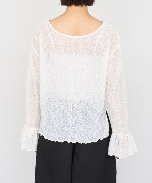 CIAOPANIC TYPY(チャオパニックティピー)の「∴ジャガードレースフレアスリーブTee(Tシャツ/カットソー・レディース・ブラック/オフホワイト/グリーン系・ONE SIZE)」の11枚目の写真