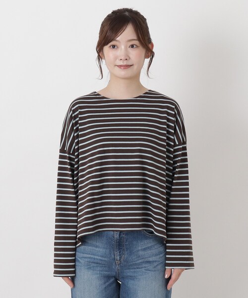 one'sterrace(ワンズテラス)の「コットンバスク 袖裏フリースプルオーバー(Tシャツ/カットソー・レディース・ダークブラウン系8/ベージュ系8/ブラック系8・02)」の4枚目の写真