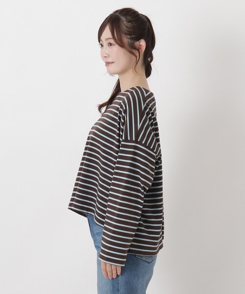 one'sterrace(ワンズテラス)の「コットンバスク 袖裏フリースプルオーバー(Tシャツ/カットソー・レディース・ダークブラウン系8/ベージュ系8/ブラック系8・02)」の5枚目の写真