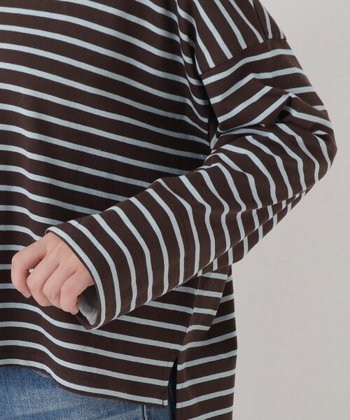 one'sterrace(ワンズテラス)の「コットンバスク 袖裏フリースプルオーバー(Tシャツ/カットソー・レディース・ダークブラウン系8/ベージュ系8/ブラック系8・02)」の8枚目の写真