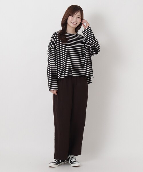 one'sterrace(ワンズテラス)の「コットンバスク 袖裏フリースプルオーバー(Tシャツ/カットソー・レディース・ダークブラウン系8/ベージュ系8/ブラック系8・02)」の12枚目の写真