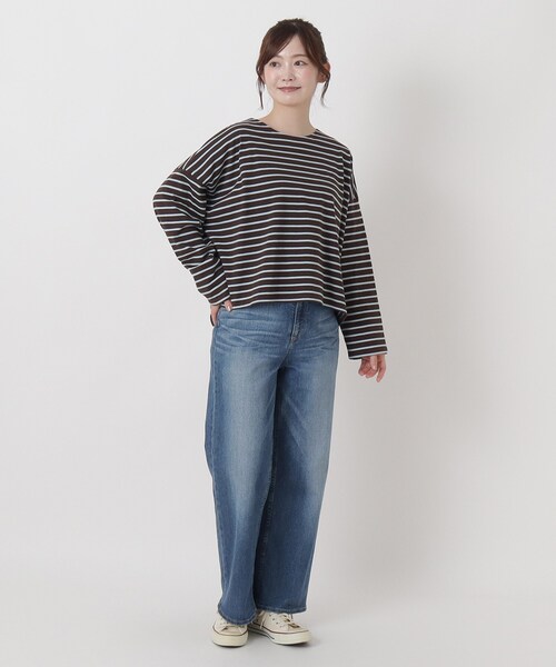 one'sterrace(ワンズテラス)の「コットンバスク 袖裏フリースプルオーバー(Tシャツ/カットソー・レディース・ダークブラウン系8/ベージュ系8/ブラック系8・02)」の18枚目の写真