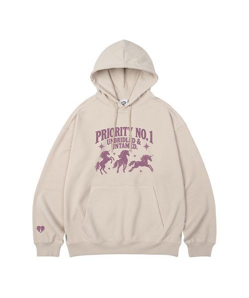 WILDROCK（ワイルドロック）の「PRIORITY UNICORN オーバーサイズフーディー_11 COL（パーカー・レディース・パープル/ブラウン/ピンク/バーガンディー/ネイビー/ダークグレー/ベージュ/ブルー/チャコール/ブラック/アイボリー・LARGE/SMALL/MEDIUM）」の6枚目の写真