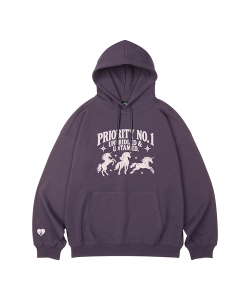 WILDROCK（ワイルドロック）の「PRIORITY UNICORN オーバーサイズフーディー_11 COL（パーカー・レディース・パープル/ブラウン/ピンク/バーガンディー/ネイビー/ダークグレー/ベージュ/ブルー/チャコール/ブラック/アイボリー・LARGE/SMALL/MEDIUM）」の9枚目の写真