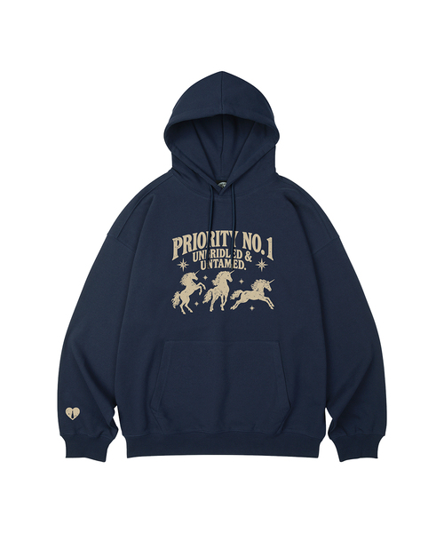WILDROCK（ワイルドロック）の「PRIORITY UNICORN オーバーサイズフーディー_11 COL（パーカー・レディース・パープル/ブラウン/ピンク/バーガンディー/ネイビー/ダークグレー/ベージュ/ブルー/チャコール/ブラック/アイボリー・LARGE/SMALL/MEDIUM）」の7枚目の写真