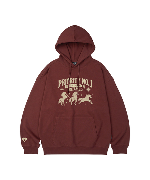 WILDROCK（ワイルドロック）の「PRIORITY UNICORN オーバーサイズフーディー_11 COL（パーカー・レディース・パープル/ブラウン/ピンク/バーガンディー/ネイビー/ダークグレー/ベージュ/ブルー/チャコール/ブラック/アイボリー・LARGE/SMALL/MEDIUM）」の11枚目の写真