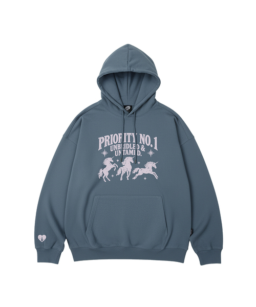 WILDROCK（ワイルドロック）の「PRIORITY UNICORN オーバーサイズフーディー_11 COL（パーカー・レディース・パープル/ブラウン/ピンク/バーガンディー/ネイビー/ダークグレー/ベージュ/ブルー/チャコール/ブラック/アイボリー・LARGE/SMALL/MEDIUM）」の8枚目の写真