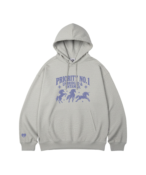 WILDROCK（ワイルドロック）の「PRIORITY UNICORN オーバーサイズフーディー_11 COL（パーカー・レディース・パープル/ブラウン/ピンク/バーガンディー/ネイビー/ダークグレー/ベージュ/ブルー/チャコール/ブラック/アイボリー・LARGE/SMALL/MEDIUM）」の3枚目の写真
