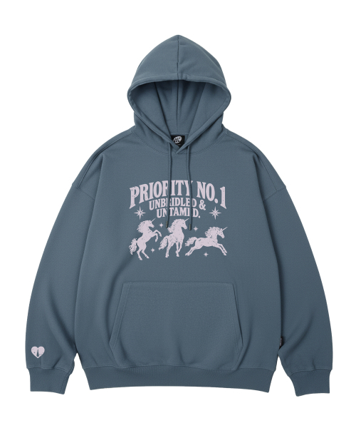 WILDROCK（ワイルドロック）の「PRIORITY UNICORN オーバーサイズフーディー_11 COL（パーカー・レディース・パープル/ブラウン/ピンク/バーガンディー/ネイビー/ダークグレー/ベージュ/ブルー/チャコール/ブラック/アイボリー・LARGE/SMALL/MEDIUM）」の17枚目の写真