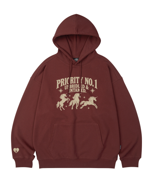 WILDROCK（ワイルドロック）の「PRIORITY UNICORN オーバーサイズフーディー_11 COL（パーカー・レディース・パープル/ブラウン/ピンク/バーガンディー/ネイビー/ダークグレー/ベージュ/ブルー/チャコール/ブラック/アイボリー・LARGE/SMALL/MEDIUM）」の13枚目の写真