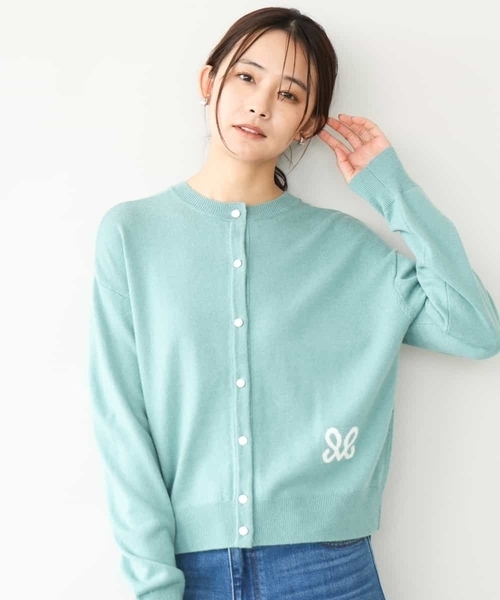 MK MICHEL KLEIN（エムケーミッシェルクラン）の「[前後2way/洗える]ロゴ入りウール混ニット（ニット/セーター・レディース・グレー/ダークグレー/ミント・38）」の3枚目の写真