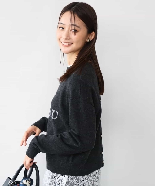 MK MICHEL KLEIN（エムケーミッシェルクラン）の「[前後2way/洗える]ロゴ入りウール混ニット（ニット/セーター・レディース・グレー/ダークグレー/ミント・38）」の5枚目の写真